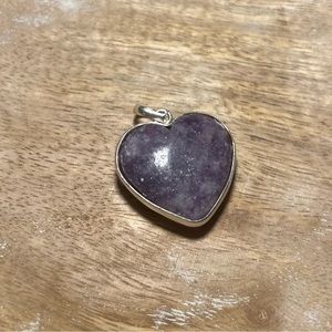 Purple Quartz Heart 925 Sterling Silver Pendant